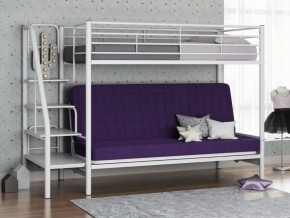 Кровать двухъярусная с диваном "Мадлен-3" (Белый/Фиолетовы) в Чебаркуле - chebarkul.ok-mebel.com | фото 1