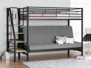 Кровать двухъярусная с диваном "Мадлен-3" (Черный/Серый) в Чебаркуле - chebarkul.ok-mebel.com | фото 1