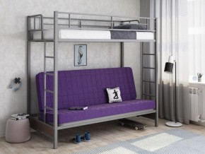 Кровать двухъярусная с диваном "Мадлен" (Серый/Фиолетовый) в Чебаркуле - chebarkul.ok-mebel.com | фото