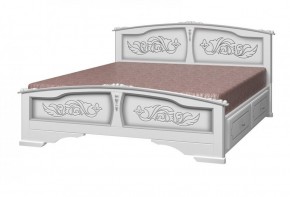 ЕЛЕНА Кровать из массива 1600 (Белый жемчуг) с 2-мя ящиками в Чебаркуле - chebarkul.ok-mebel.com | фото