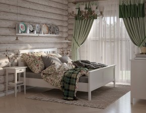 Кровать Кантри двухспальная 160х200, массив сосны, цвет белый в Чебаркуле - chebarkul.ok-mebel.com | фото