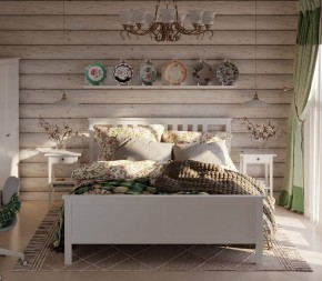 Кровать Кантри двухспальная 180х200, массив сосны, цвет белый в Чебаркуле - chebarkul.ok-mebel.com | фото 1