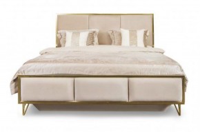Кровать Lara 1600 с мягким изголовьем + основание (белый глянец) в Чебаркуле - chebarkul.ok-mebel.com | фото