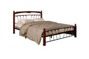 Кровать "Муза 1" КМД10 Черная (1600*2000) (ножки-махагон) с коваными изделиями в Чебаркуле - chebarkul.ok-mebel.com | фото