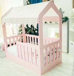 Кровать-домик без ящика 800*1600 (Розовый) в Чебаркуле - chebarkul.ok-mebel.com | фото