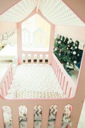 Кровать-домик без ящика 800*1600 (Розовый) в Чебаркуле - chebarkul.ok-mebel.com | фото 3
