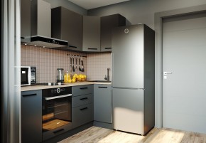 Кухня угловая Антрацит 2200х1000 (Стол. 38мм) в Чебаркуле - chebarkul.ok-mebel.com | фото