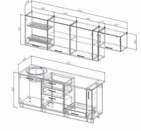 Кухонный гарнитур Антрацит 2550 (Стол. 26мм) в Чебаркуле - chebarkul.ok-mebel.com | фото 2