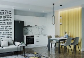 Кухонный гарнитур Белый Глянец 2550 (Стол. 38мм) в Чебаркуле - chebarkul.ok-mebel.com | фото