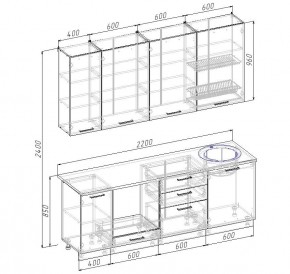 Кухонный гарнитур Дели 2200 (Стол. 26мм) в Чебаркуле - chebarkul.ok-mebel.com | фото 2