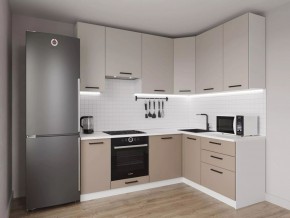 Кухонный гарнитур угловой Каппучино 2200*1600 h 950 (Стол. 38мм) в Чебаркуле - chebarkul.ok-mebel.com | фото