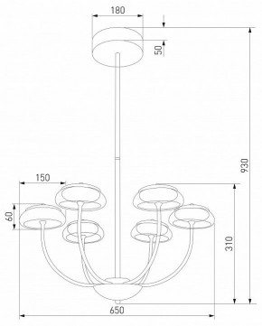 Люстра на штанге Eurosvet Fungo 50388 LED черный в Чебаркуле - chebarkul.ok-mebel.com | фото 4