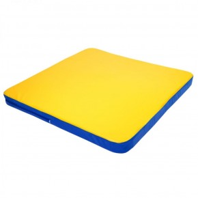 Мат гимнастический 1,36х1,36х0,08м складной закругленные углы цв. синий-желтый (для ДСК Игрунок) в Чебаркуле - chebarkul.ok-mebel.com | фото