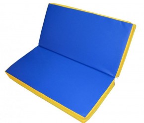 Мат гимнастический 1х1х0,08м складной цв. синий-желтый в Чебаркуле - chebarkul.ok-mebel.com | фото