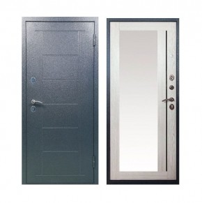Металлическая дверь ТИТАН (МЕТАЛЛ-ПАНЕЛЬ) Зеркало/Букле графит + Штамп/Лиственница в Чебаркуле - chebarkul.ok-mebel.com | фото