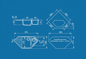 Мойка кухонная ULGRAN U-409 (970*500) в Чебаркуле - chebarkul.ok-mebel.com | фото 2