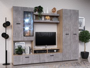 Нэнси New Центральная секция (ЛДСП) Бетон светлый/Сонома в Чебаркуле - chebarkul.ok-mebel.com | фото 2