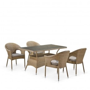 Обеденный комплект плетеной мебели T198B/Y79B-W56 Light Brown (4+1) в Чебаркуле - chebarkul.ok-mebel.com | фото