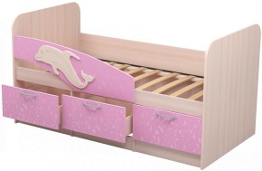 Кровать Дельфин 1,6 (Дуб молочный/фасад - Ламарти розовый) в Чебаркуле - chebarkul.ok-mebel.com | фото