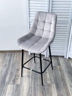 Полубарный стул ХОФМАН, цвет H-09 Светло-серый, велюр / черный каркас H=63cm М-City в Чебаркуле - chebarkul.ok-mebel.com | фото 4