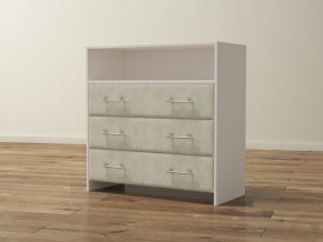 PROxSON Комод Varna (ЛДСП Белая+ткань Белый/Savana Milk (молочный)) 90x40 в Чебаркуле - chebarkul.ok-mebel.com | фото