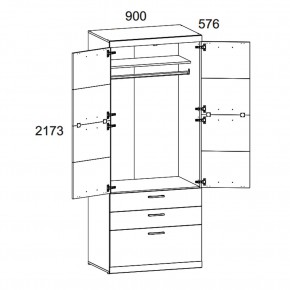 Шкаф 2D3S OSKAR , цвет дуб Санремо в Чебаркуле - chebarkul.ok-mebel.com | фото 3