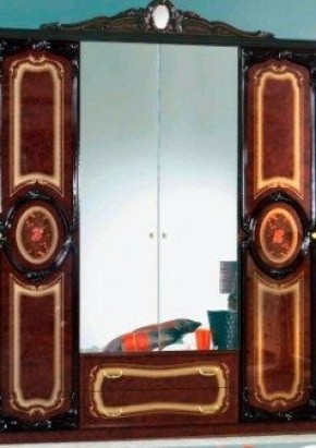 Шкаф 4-х дверный с зеркалами (01.144) Роза (могано) в Чебаркуле - chebarkul.ok-mebel.com | фото