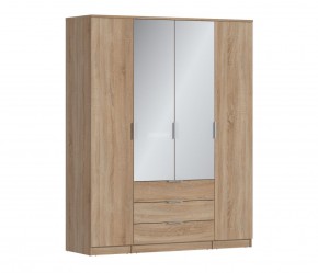 Шкаф 4х дверный с зеркалами Николь СБ-2595/1 (Дуб Сонома) в Чебаркуле - chebarkul.ok-mebel.com | фото