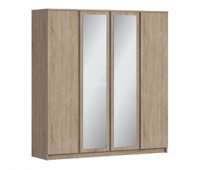Шкаф 4х дверный с зеркалами Веста СБ-3082 (Дуб Сонома) в Чебаркуле - chebarkul.ok-mebel.com | фото