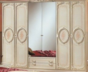 Шкаф 6-и дверный с зеркалами (01.146) Роза (беж) в Чебаркуле - chebarkul.ok-mebel.com | фото
