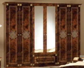Шкаф 6-и дверный с зеркалами (02.146) Рома (орех) в Чебаркуле - chebarkul.ok-mebel.com | фото