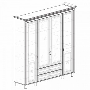 Шкаф для одежды 4-дверный с зеркалом №493 Марлен кремовый белый в Чебаркуле - chebarkul.ok-mebel.com | фото 2