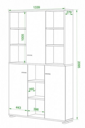 Шкаф книжный Домино ПУ-40-3 в Чебаркуле - chebarkul.ok-mebel.com | фото 2