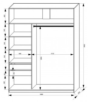 Шкаф-купе 1800 серии SOFT D1+D3+B2+PL1 (2 ящика+1штанга) профиль «Графит» в Чебаркуле - chebarkul.ok-mebel.com | фото 3