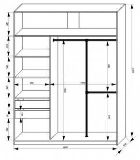 Шкаф-купе 1800 серии SOFT D8+D2+B2+PL4 (2 ящика+F обр.штанга) профиль «Графит» в Чебаркуле - chebarkul.ok-mebel.com | фото 3