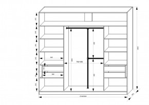 Шкаф-купе 2150 серии NEW CLASSIC K4+K4+K4+B22+PL4(по 2 ящика лев/прав+F обр.штанга) профиль «Капучино» в Чебаркуле - chebarkul.ok-mebel.com | фото 3