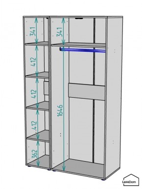 Шкаф Linnea MHR-3-1 2050х1200х510 (Графит-М 11.1.25) в Чебаркуле - chebarkul.ok-mebel.com | фото 3