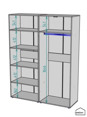 Шкаф Linnea MHR-4-1 2050х1600х510 (Белый-М 11.1.1) в Чебаркуле - chebarkul.ok-mebel.com | фото 3