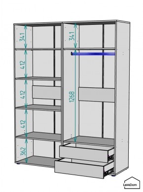 Шкаф Linnea MHR-4-2 2050х1600х510 (ДВ-М 11.1.25) в Чебаркуле - chebarkul.ok-mebel.com | фото 3