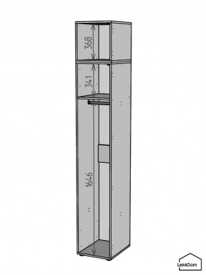 Шкаф с антресолью Linnea MHR-1A-1 2450х400х510 (Графит-М 11.1.25) в Чебаркуле - chebarkul.ok-mebel.com | фото 3