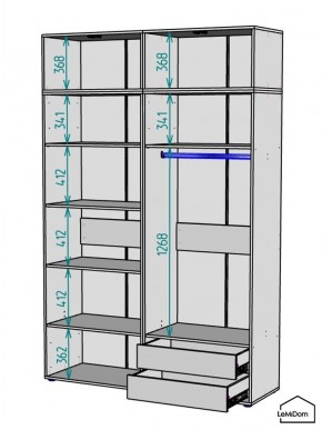 Шкаф с антресолью Linnea MHR-4A-2 2450х1600х510 (Белый-М 11.1.2) в Чебаркуле - chebarkul.ok-mebel.com | фото 2