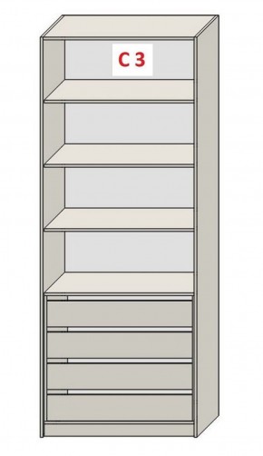 Шкаф СТАНДАРТ С3 4 ящика серия "ГЕСТИЯ" (Бежевый песок/Дуб Небраска натуральный) 800*520*2300 в Чебаркуле - chebarkul.ok-mebel.com | фото 2