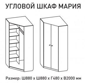 Шкаф угловой Мария 880*880 (ЛДСП 1 кат.) в Чебаркуле - chebarkul.ok-mebel.com | фото 2