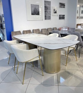 Стол BRONTE 220 KL-188 Контрастный мрамор матовый, итальянская керамика/ Шампань, ®DISAUR в Чебаркуле - chebarkul.ok-mebel.com | фото 3