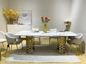 Стол CHIAVARI 220 KL-188 Контрастный мрамор матовый, итальянская керамика / Шампань, ®DISAUR в Чебаркуле - chebarkul.ok-mebel.com | фото 2