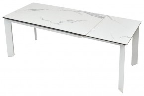 Стол CREMONA 140 HIGH GLOSS STATUARIO Белый мрамор глянцевый, керамика/ белый каркас, ®DISAUR в Чебаркуле - chebarkul.ok-mebel.com | фото 5
