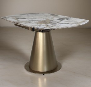 Стол TERAMO 135 GLOSS GRAND JADE SOLID CERAMIC, керамика, поворотн.механизм / Бронзовый, ®DISAUR в Чебаркуле - chebarkul.ok-mebel.com | фото