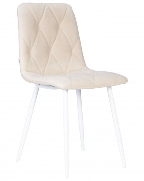 Стул обеденный DOBRIN CHILLY ROMBO, Бежевый Simple 44, основание белое в Чебаркуле - chebarkul.ok-mebel.com | фото