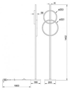 Торшер Arte Lamp Fluido A3913PN-24BK в Чебаркуле - chebarkul.ok-mebel.com | фото 2