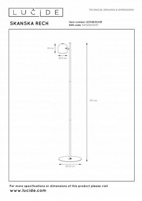 Торшер Lucide Skanska Rech 3749/03/15 в Чебаркуле - chebarkul.ok-mebel.com | фото 5